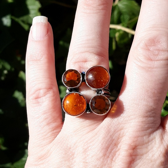 New Amber and Honey Citrine 925 Silver Ring. - Picture 6 of 8